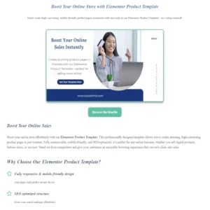 Template Shop Stunning elementor product template screenshot showing responsive business and portfolio website layout
