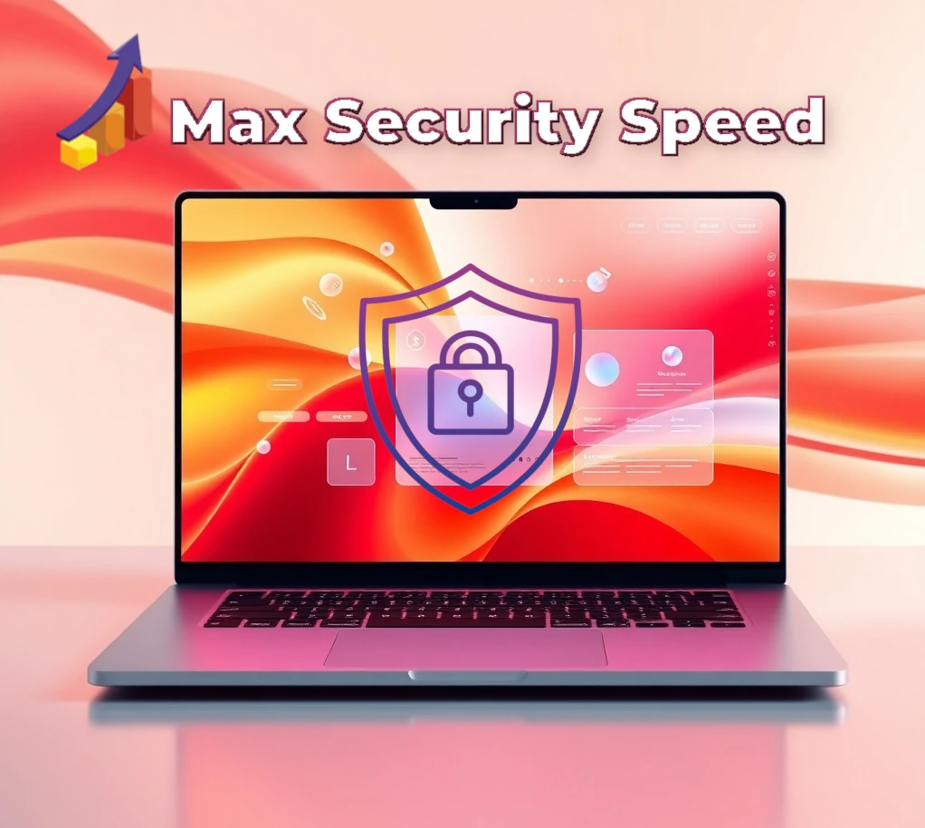 Graphic showing Max Security and Speed for WordPress with firewall, malware, and performance icons